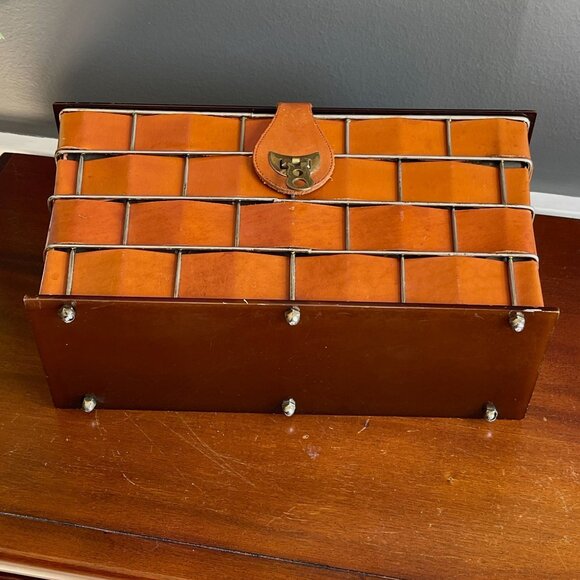 Vintage Dorset-Rex Fifth Ave Woven Leather Basket Lucite Box Purse Handbag MCM - Picture 10 of 10